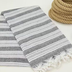 Organic Cotton Turkish Striped Bath Towel Black